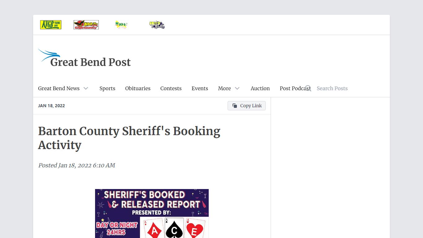 Barton County Sheriff's Booking Activity - Great Bend Post